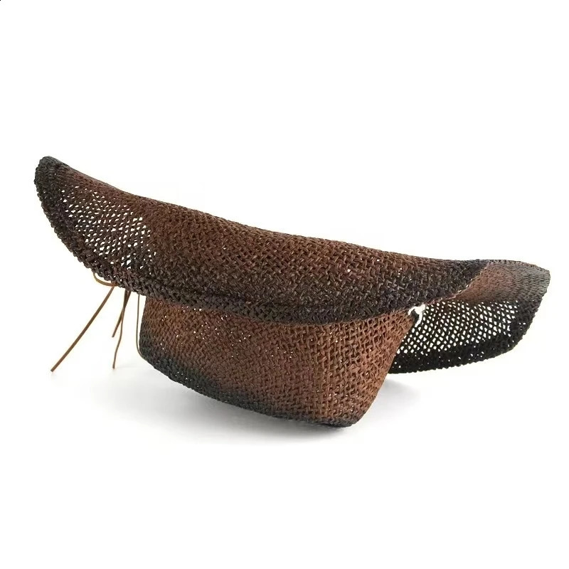Hand woven hollow western cowboy hat suitable for womens summer outdoor cowboy hat beach cowboy hat straw hat 240909