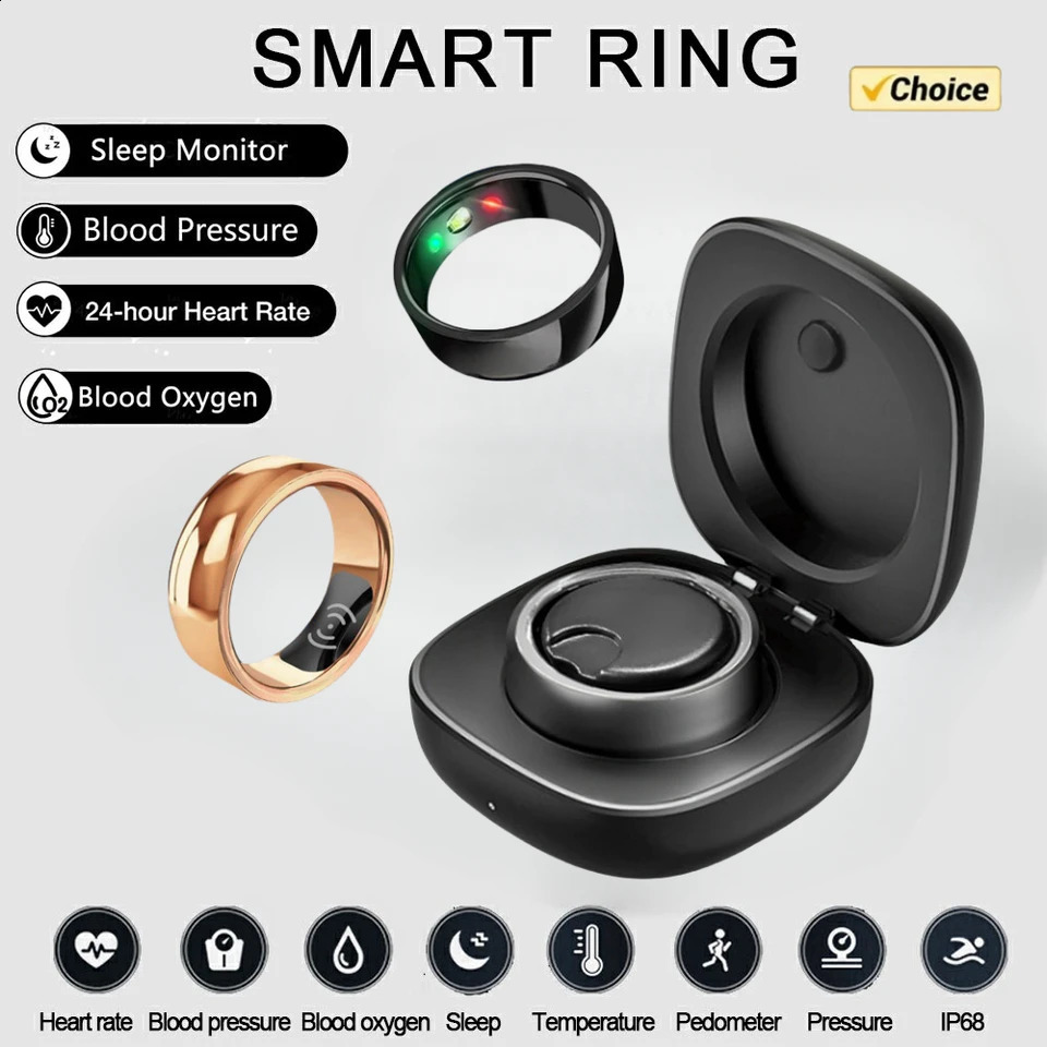 smart ring health monitor suitable for men women thermometers blood pressure heart rate sleep monitors IP68 iOS Android waterproof 240911