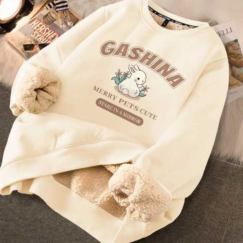 Women Autumn Sweatshirts Warm Thicken Fleece Hoodies Cute Printed Casual Loose Thermal Sweatshirts For Women 2024 WinterX241016