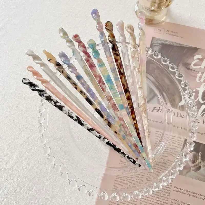 Fashion Chinese Style Hair Sticks Vintage Acetate Chopstick Women Hairpins Clips Wedding Jewelry Girl Beauty Styling AccessoriesX2409