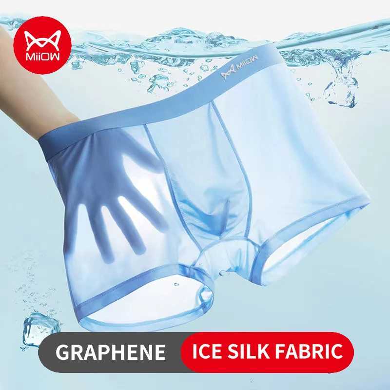 MiiOW 3-Piece Summer Silk Mens Boxing Underwear Graphene Antibacterial Mens Underwear Thin Breathable Underwear Luggage 4XL CL240911