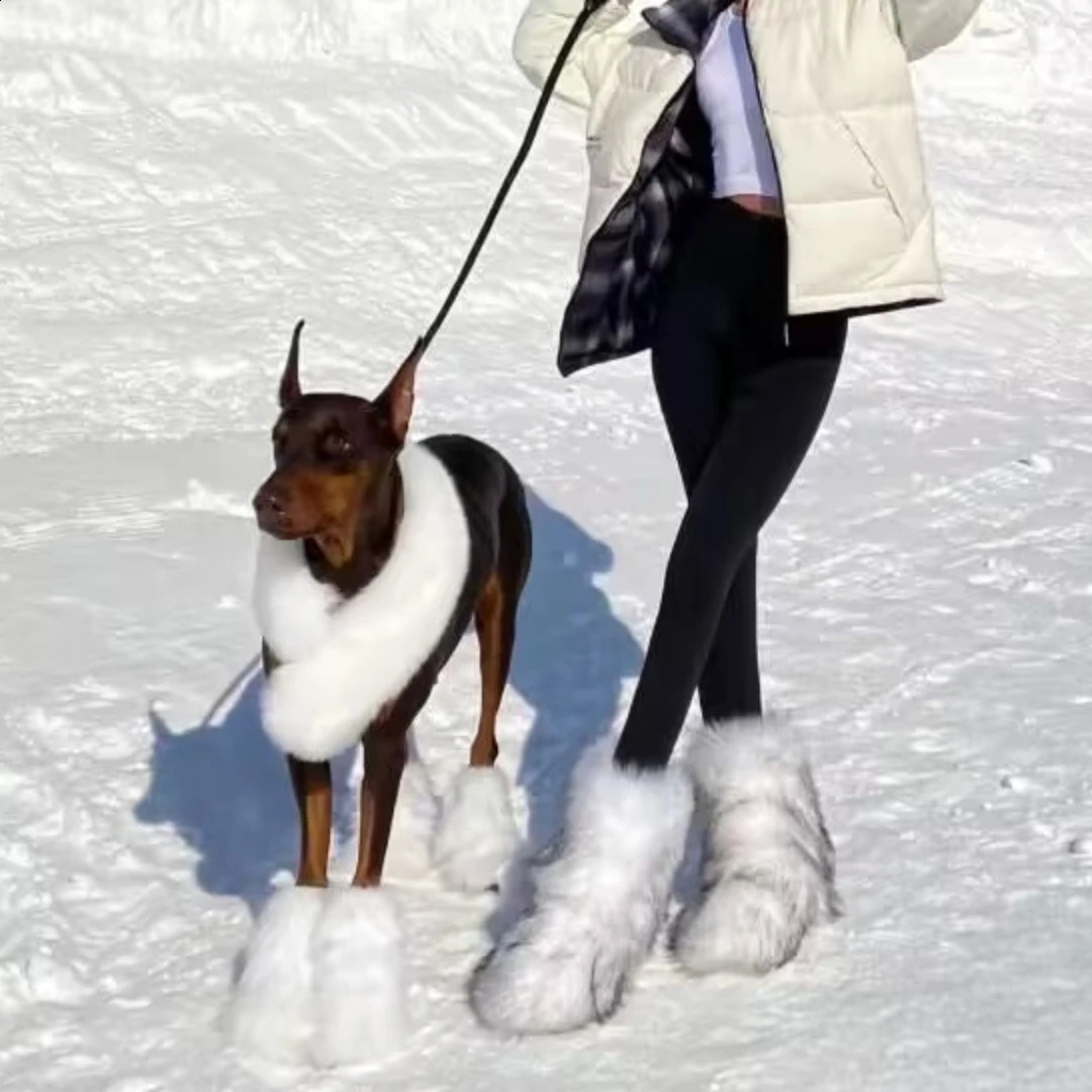 Y2K Fluffy Mid calf Boots Winter Womens Fashion Snow Boots Warm Cotton Shoes 240919