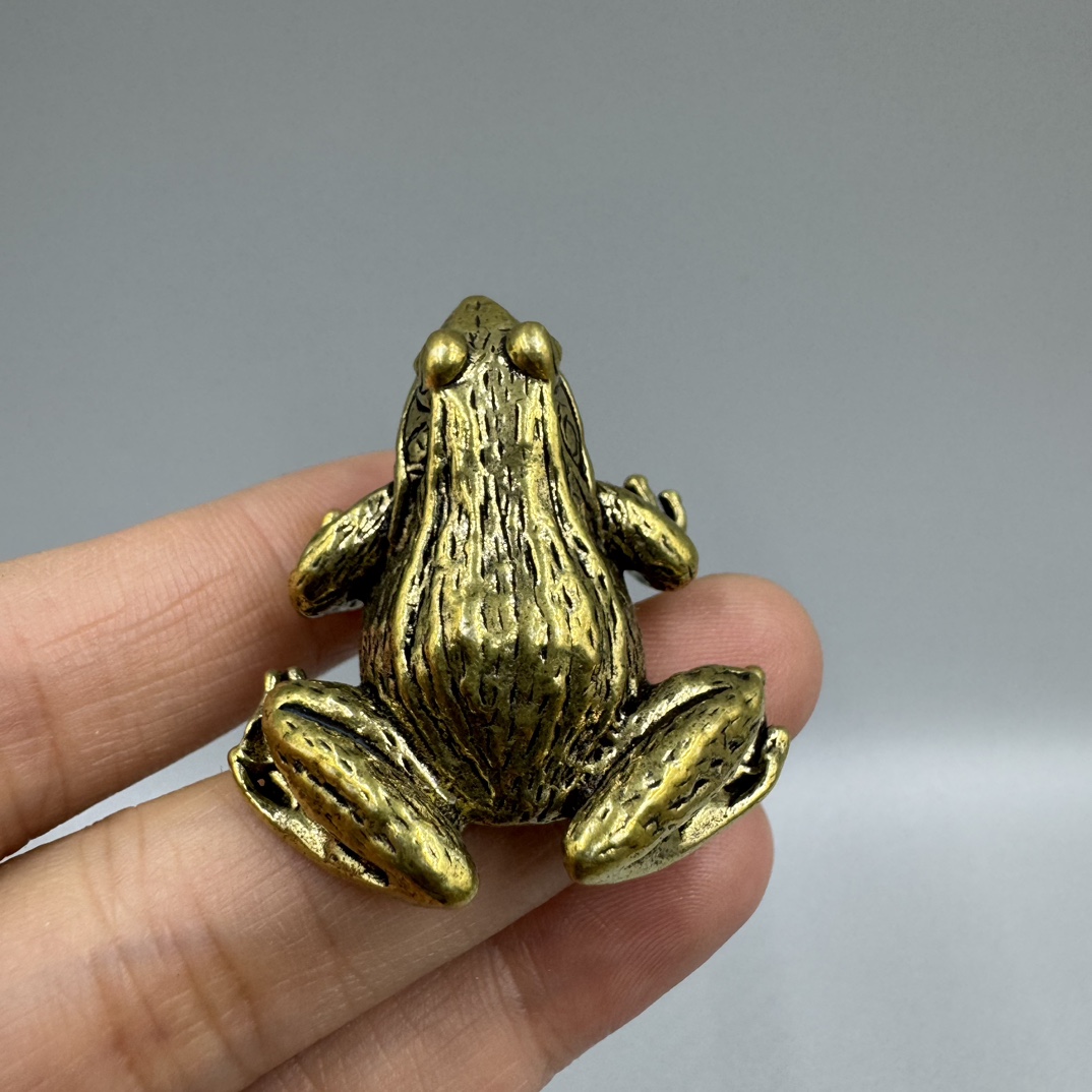 Solid Brass Frog Figurine Small Statue Home Ornament Figurines Collectibles