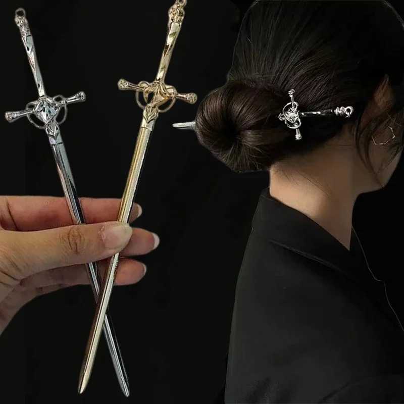 Vintage Punk Metal Sword Hairpin Chinese Simple Hair Sticks for Women DIY Hairstyle Hair Dish Hair Accessories Trendy HairStickX2409