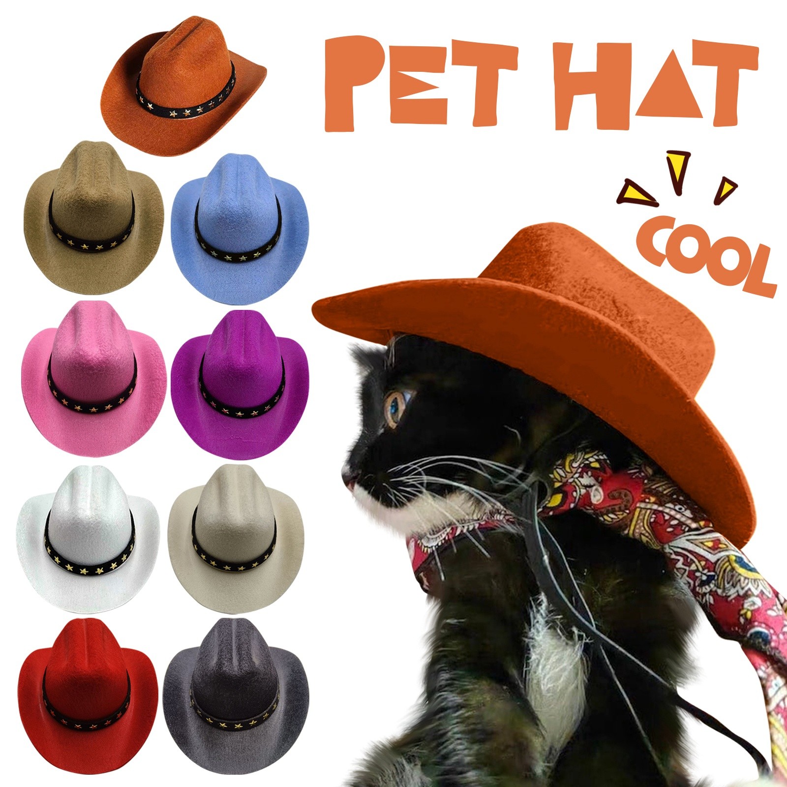 Pet Cat Cowboy Hat Cowboy Clothing Puppy Adjustable Hat Suitable For Small Dogs And Cats Birthday Party Decoration Photo Shoots