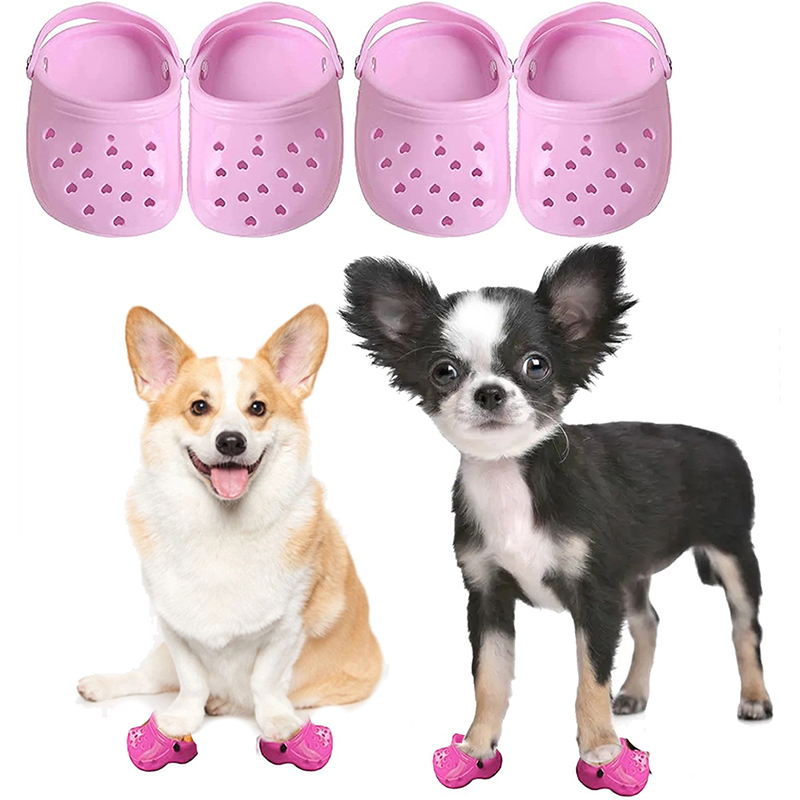 2pcs Pet Dog Shoes For Summer Sandals Mesh Puppy Breathable Comfortable Hole Shoes With Anti-slip Sole Waterproof Candy Colors