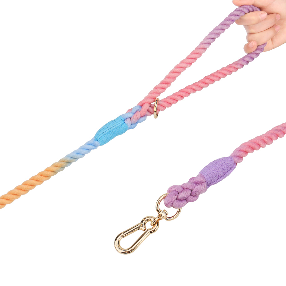 Dog Multi-Function Hand-Woven Gradient Dog Leash Outdoor Walking Training Rope Dog Leash Round Cotton Cat Dogs Lead Pet Products