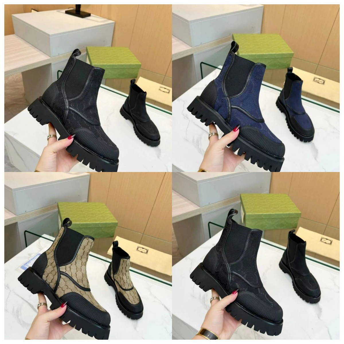 2024 Designer Paris Ruby Flat Low Ankle Boots Women man Laureate Platform Desert Leather Winter Martin Boots Canvas boots size 35-46