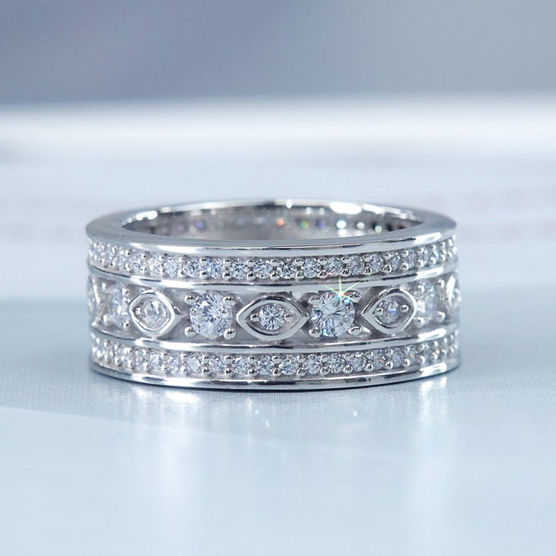 Hip Hop Wedding Rings: Sterg Sier, White Topaz CZ Eternity Band Ring for Women