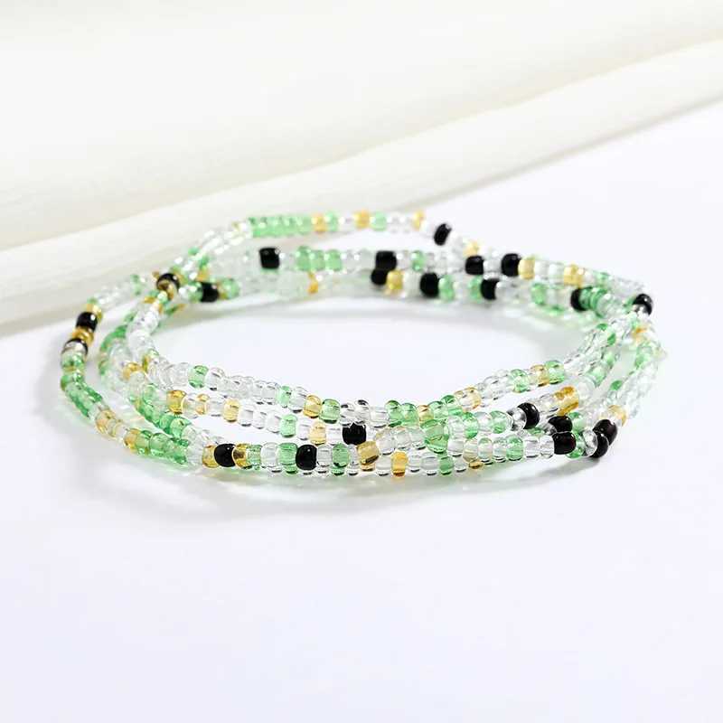Wen New Simple Fashion Handmade Bead Chain Bead Body Chain Full Color Elastic Waist Chain BD7052 X250410