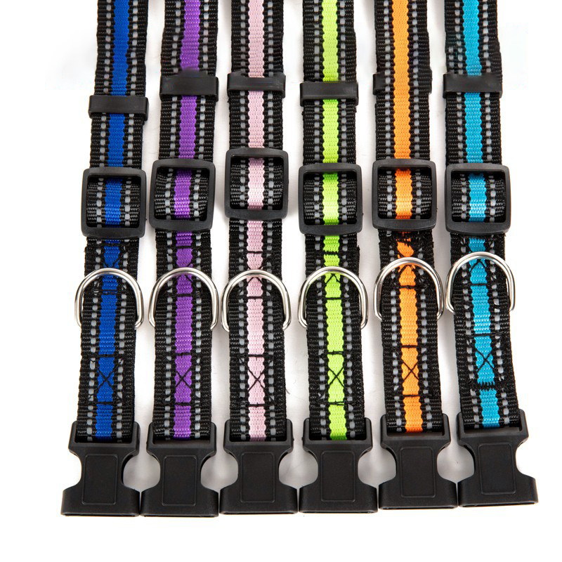 Reflective Dog Collar Adjustable Safety Nylon Pet Collars Sturdy & Durable Suitable for Large,Medium and Small Dogs Pet Supplies