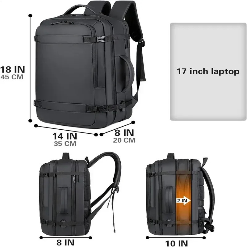 45L large capacity multifunctional expandable handheld backpack for men waterproof business travel computer backpack 240907