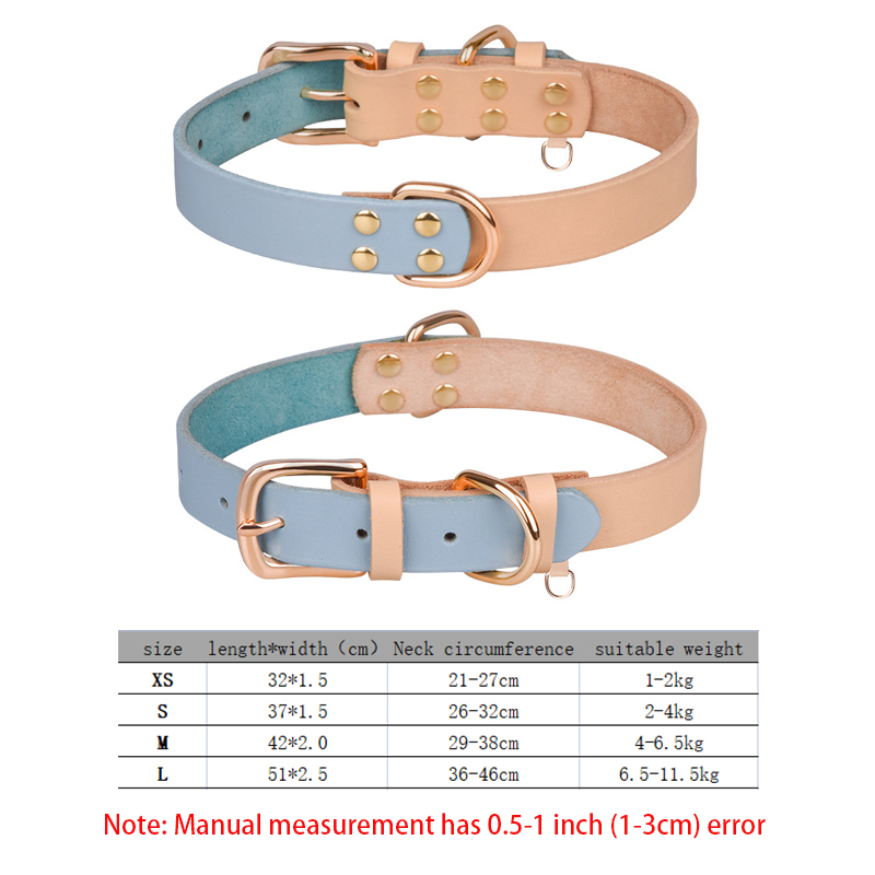 New Leather Dog Collars for Small and Large Dogs,Fashion Stitching Pet Collars Adjustable Size Design Rivet Reinforced Pet Suppy