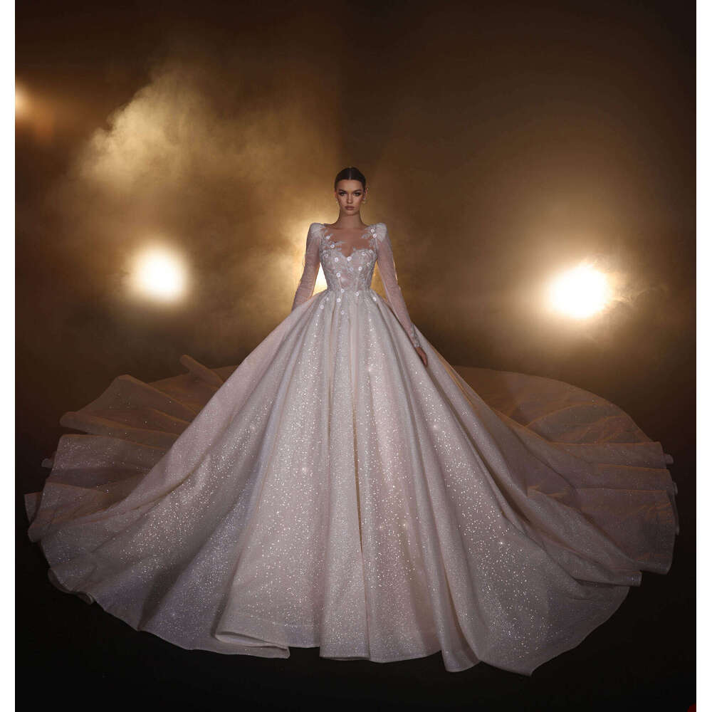 Princess Dresses Ball Gown Appliques Sequined Wers Or-Length Bride Wedding Dress Vestido De Novia Custom Made 0228Lz