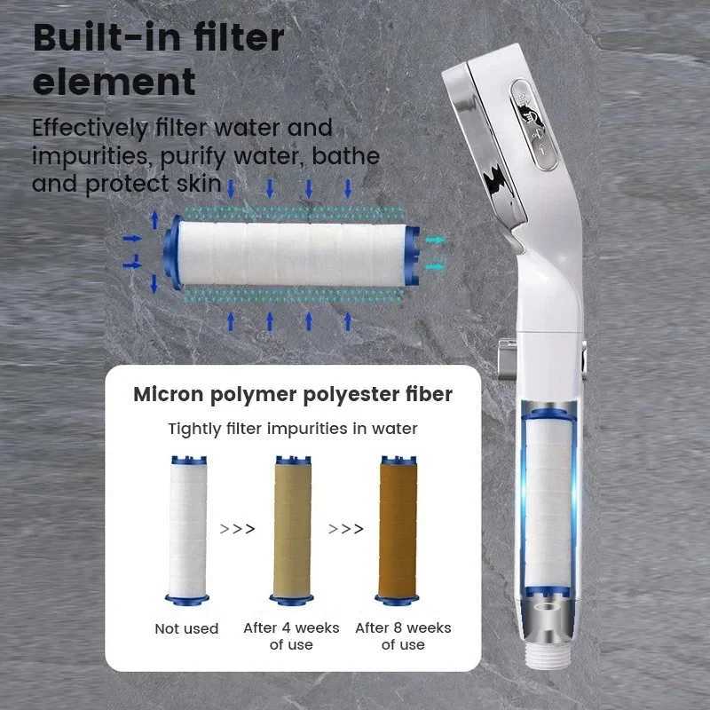 Three modes of high-pressure shower head water-saving shower head adjustable one button water stop massage spray bathroom accessories CL240911