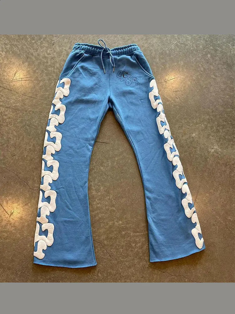 Y2k Street Printed Flared Pants Mens Harajuku Casual Loose Wide Leg Joggers Hip Hop 2024 Straight Trouseres Sweatpants 240910