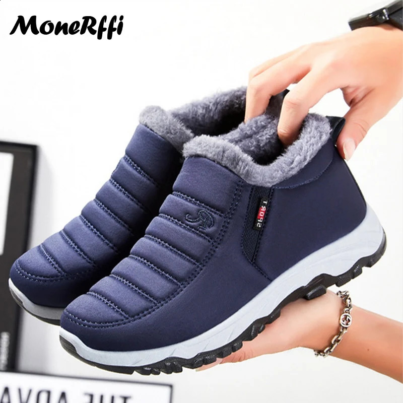 Winter snow boots mens plus size mens shoes warm fur mens shoes unisex ankle boots waterproof shoes mens shoes work shoes 240909