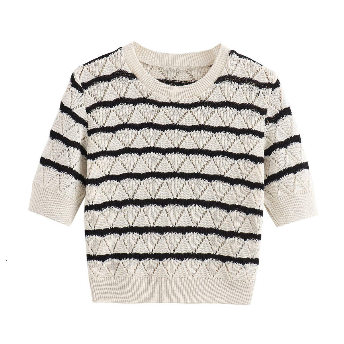 Fashion Set Summer New Product Womens Fashion Striped Knitted Top+shorts Set