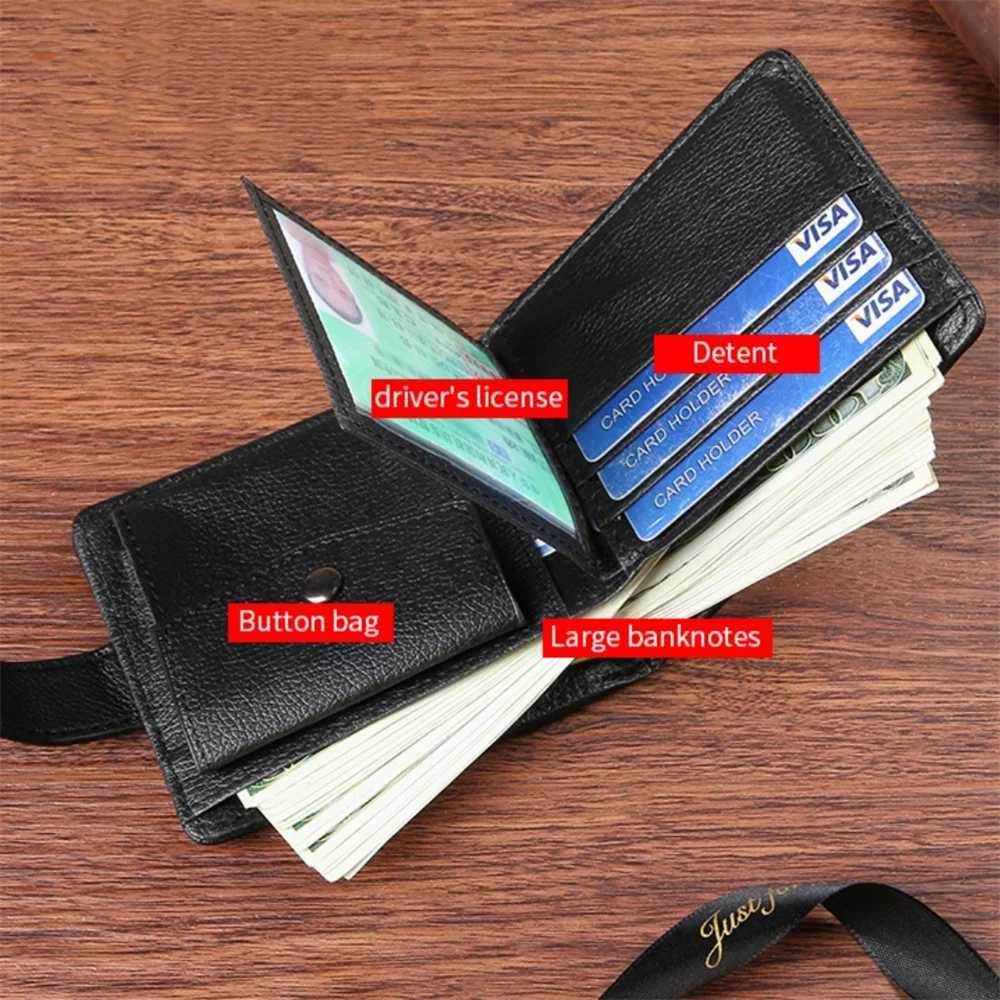 High capacity mens leather wallet with multiple card slots ID card holder coin wallet fashionable commercial wallet Z250411