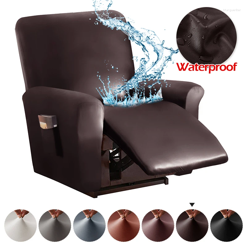 Chair Covers Waterproof PU Recer Cover High Quality Solid Color Relax Armchair Slipcover Sofa For Living Room 1 Seat