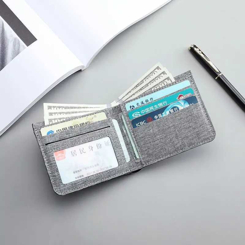 Canvas Men Wallet Black/Blue/Gray Card Holder Wallet Male Mey Bag Id/Photo/Bank Holder Short Purse Case Bag XJ250624