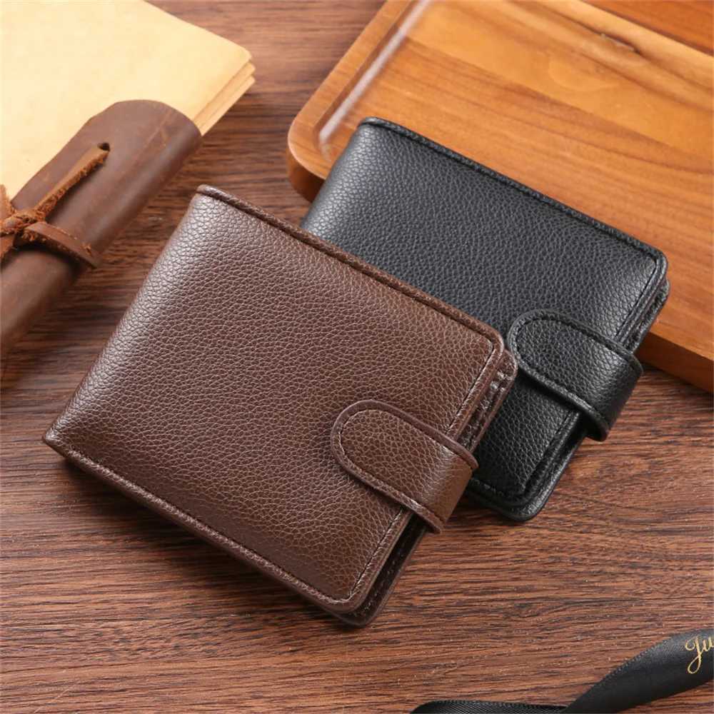 High capacity mens leather wallet with multiple card slots ID card holder coin wallet fashionable commercial wallet Z250411