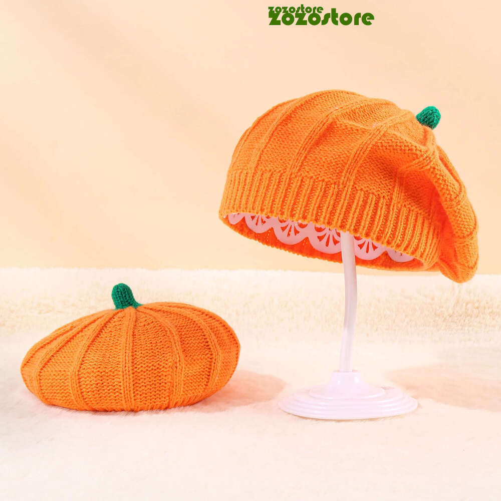 Pumpkin Beret Hat 2024 Halloween Thanksgiving Autumn And Winter Parent-Child Knitted Hat Warm Belle Hat Christmas Party Hats 043