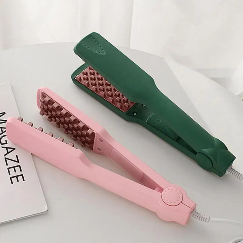 Professional Volumizing Hair Iron Ceramic 3D Grid Hair Crimper Curling Iron Corn Perm Splint Flat Iron Hair Styling Tools 240911