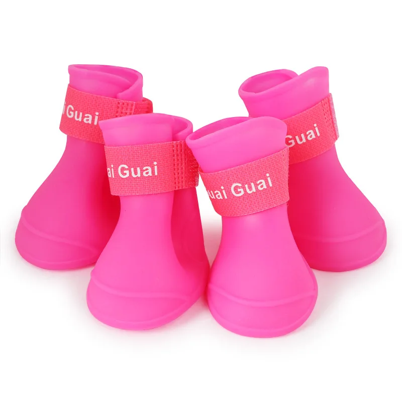 4Pcs/Set Pet Dog Rain Shoes Anti Slip Waterproof Cat Shoe Rubber Boots for Outdoor Footwear Socks Pet Accessories