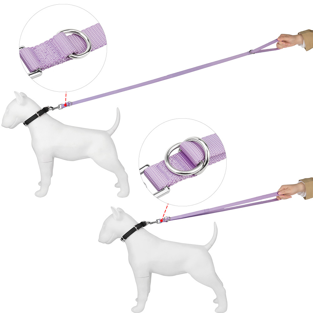 Macaron Nylon Pet Leash Double D Buckle Dog Leash with Rotatable Metal Buckle Adjustable Dog Leash Dog Accessories Supplies