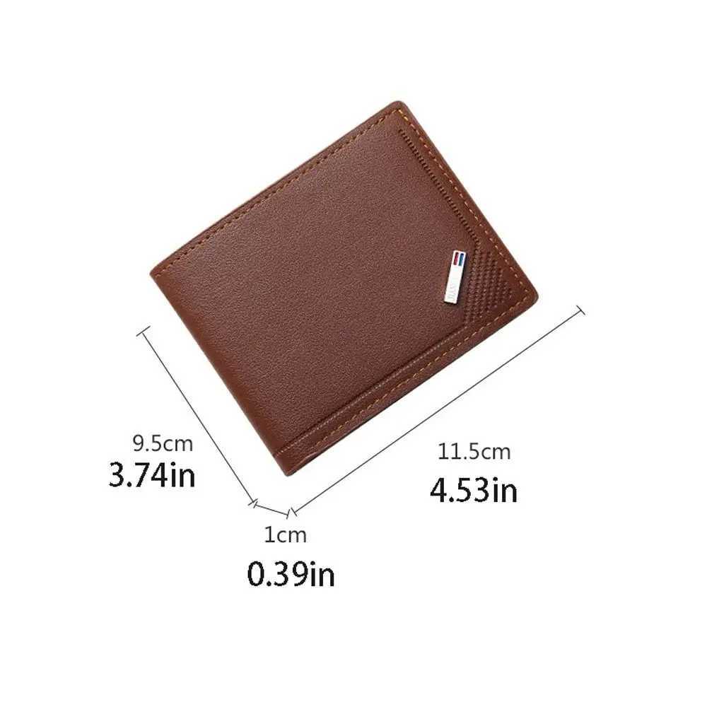 Multi position mens short wallet PU leather thin mens coin pocket Korean style multifunctional mens leather wallet shopping Z250411