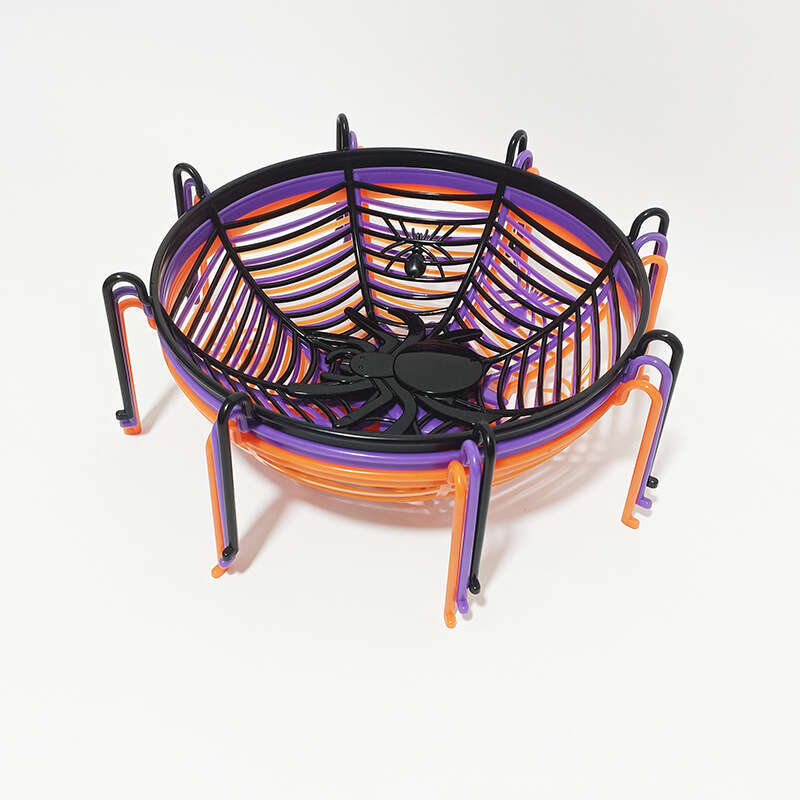 Halloween Black Spider Web Bowl Fruit Plate Candy Biscuit Basket Trick Or Treat Halloween Party Decoration Supplies Kids Gift E07