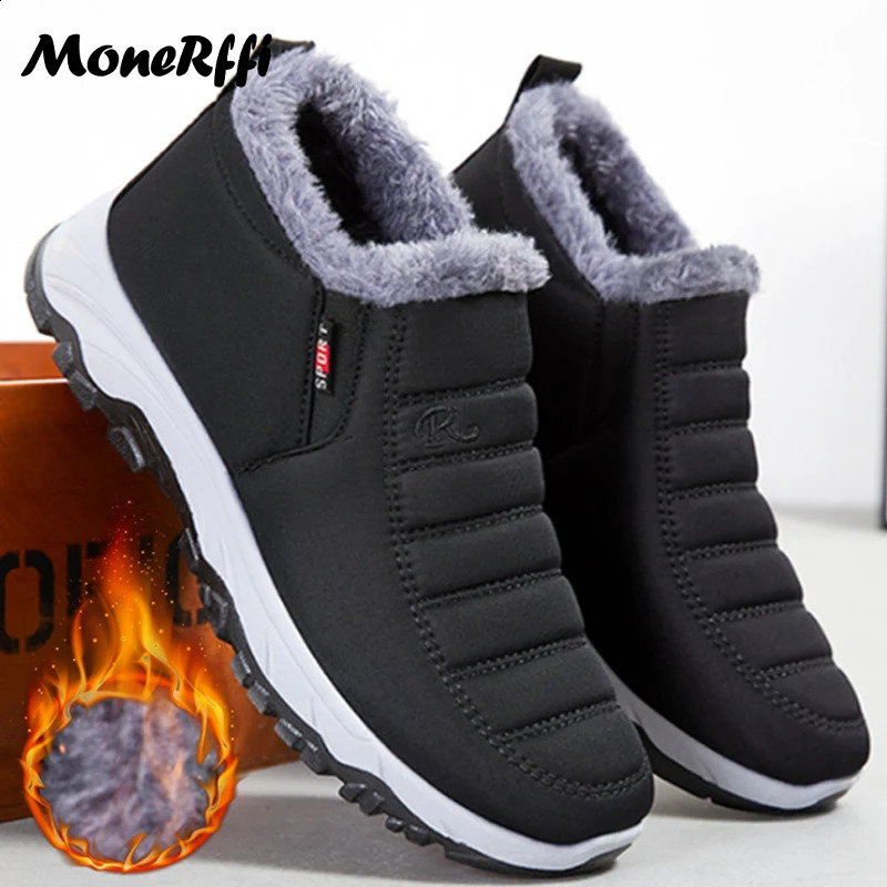 Winter snow boots mens plus size mens shoes warm fur mens shoes unisex ankle boots waterproof shoes mens shoes work shoes 240909