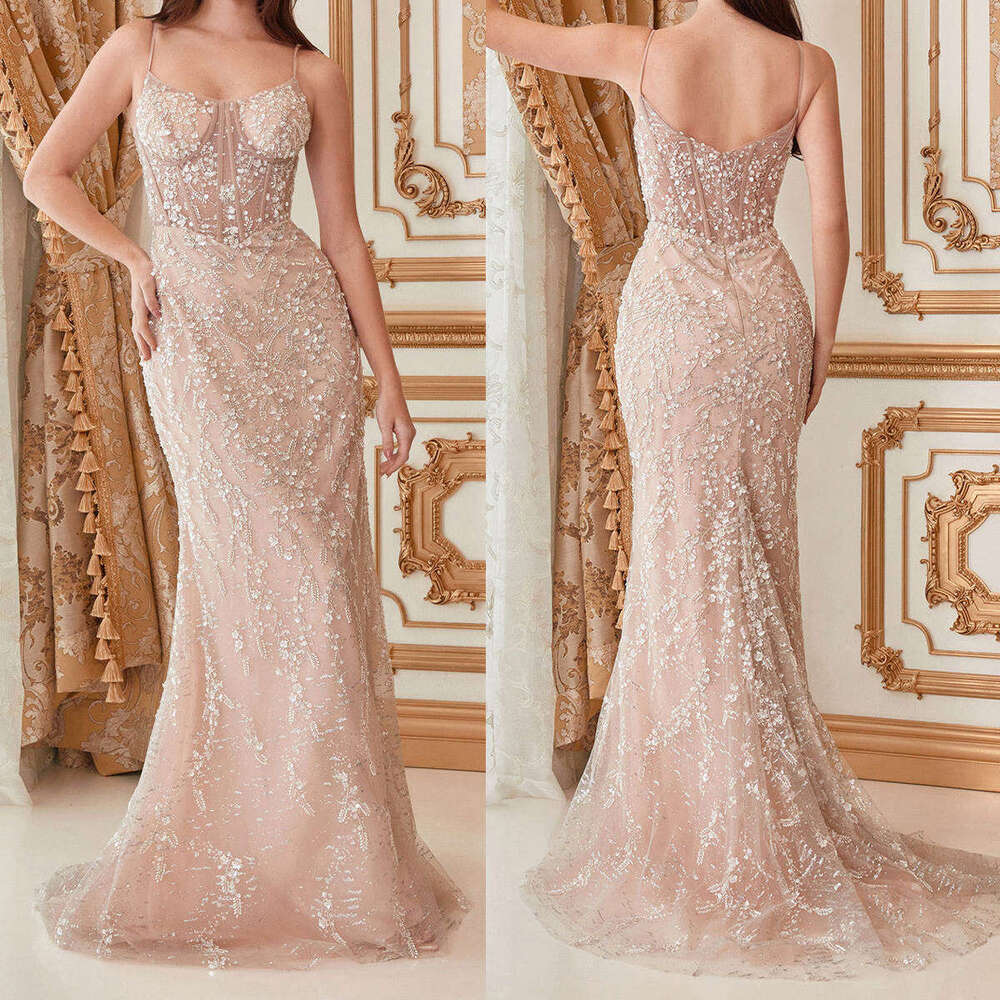 Princess Evening Dresses Mermaid Spaghetti Strap Applique Lace Sweep Court Gown Party Dress Vestido De Noite Custom Made 0228Lz