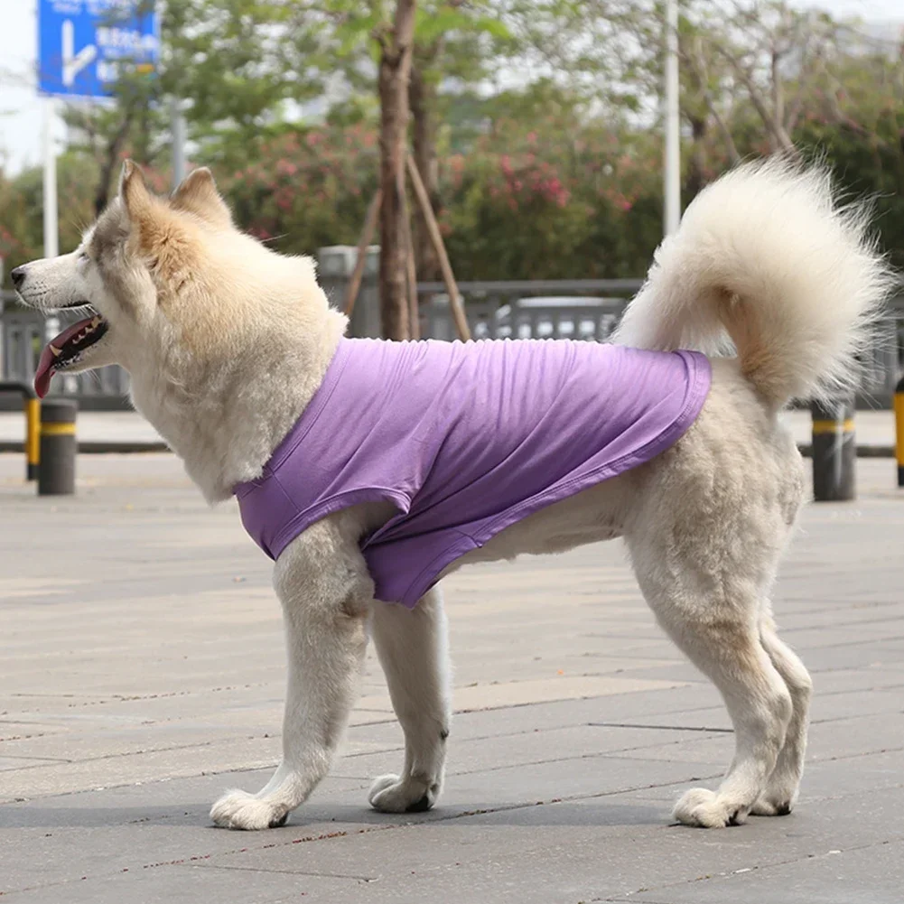 Big Dog Summer Clothes Cool Breathable Pet T-Shirt Loose Style Plus Size Clothes Cotton Plain Vest Large Dog Supplies XL-XXXXXL