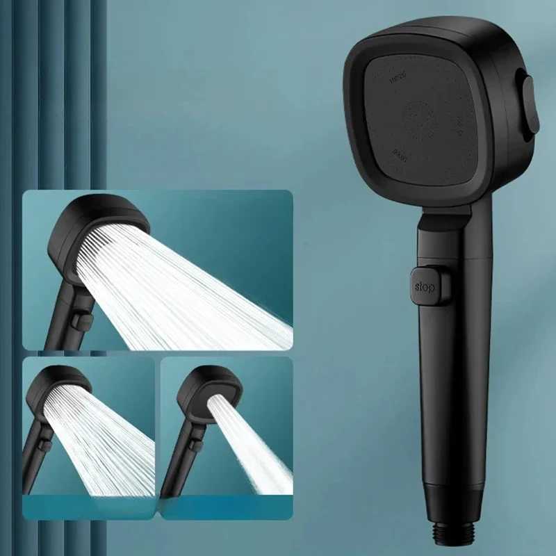 Three modes of high-pressure shower head water-saving shower head adjustable one button water stop massage spray bathroom accessories CL240911