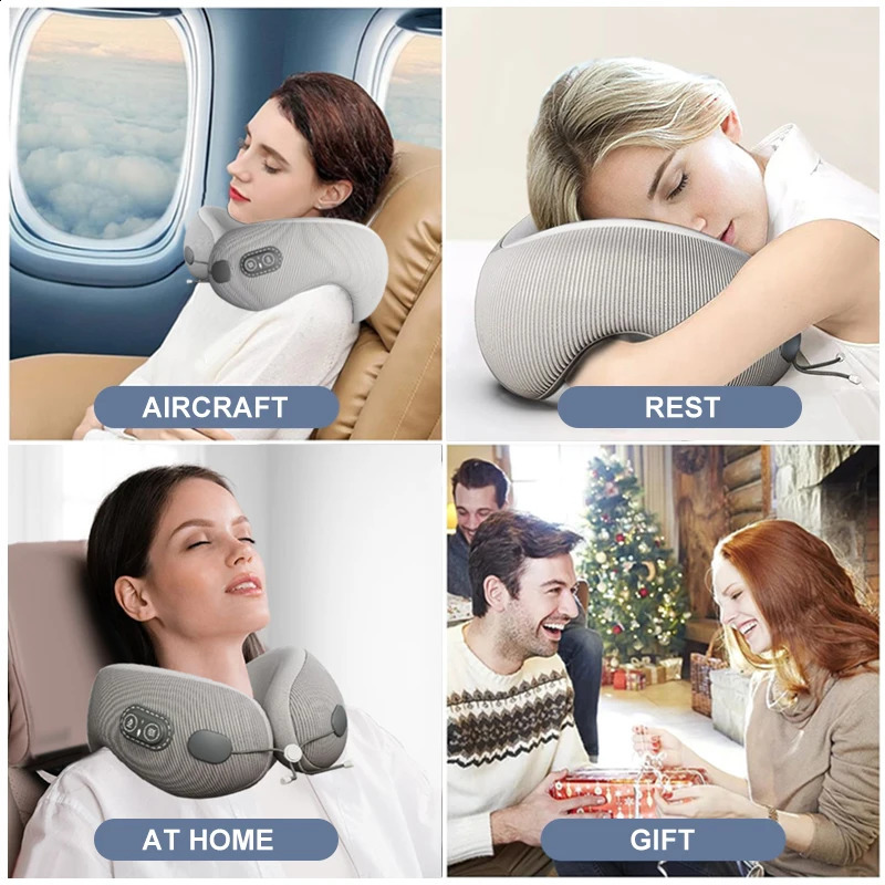 Portable U-Shaped Travel Pillows For Airplanes 3mode Heated Massage Memory Foam Ergonomic Neck Pillows For Pain Relief Sleeping 240910