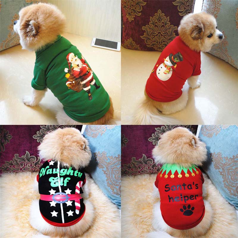 Christmas Dog Clothes Cotton Holiday Elements Shirt For Small Medium Dogs Chihuahua Yorkshire Teddy Bichon Warm Pet Clothing