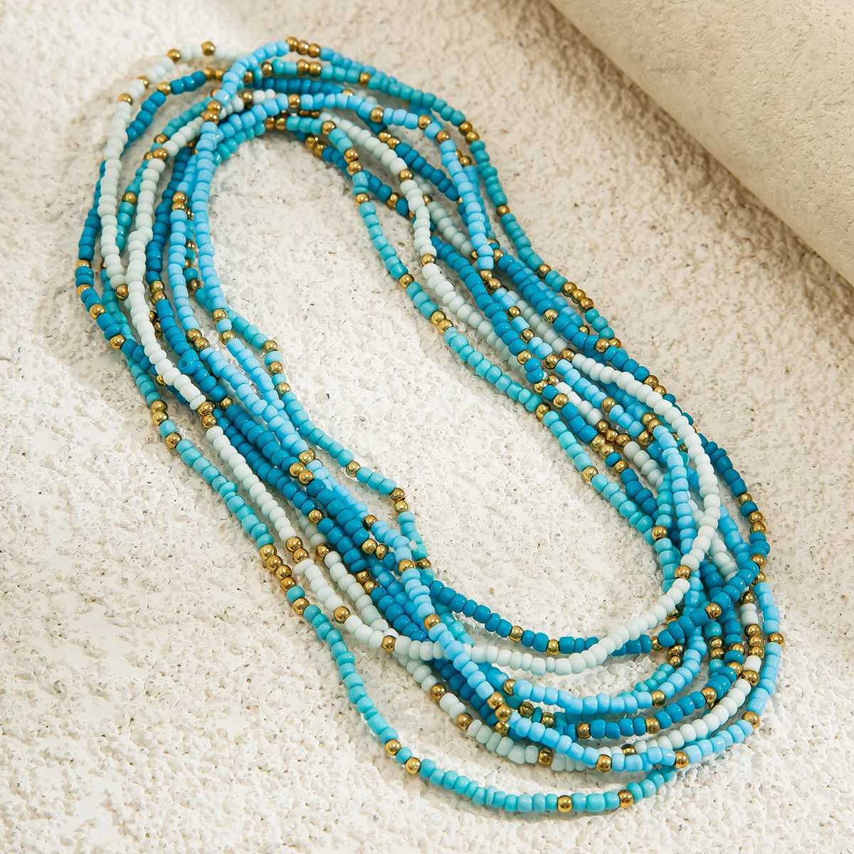 SHIIXIN 4Pcs/Set Bohian Colorful Small Seed Bead Waist Chain for Women Summer Bikini Multilayer Belly Chain Beach Body JewelryXJ250224