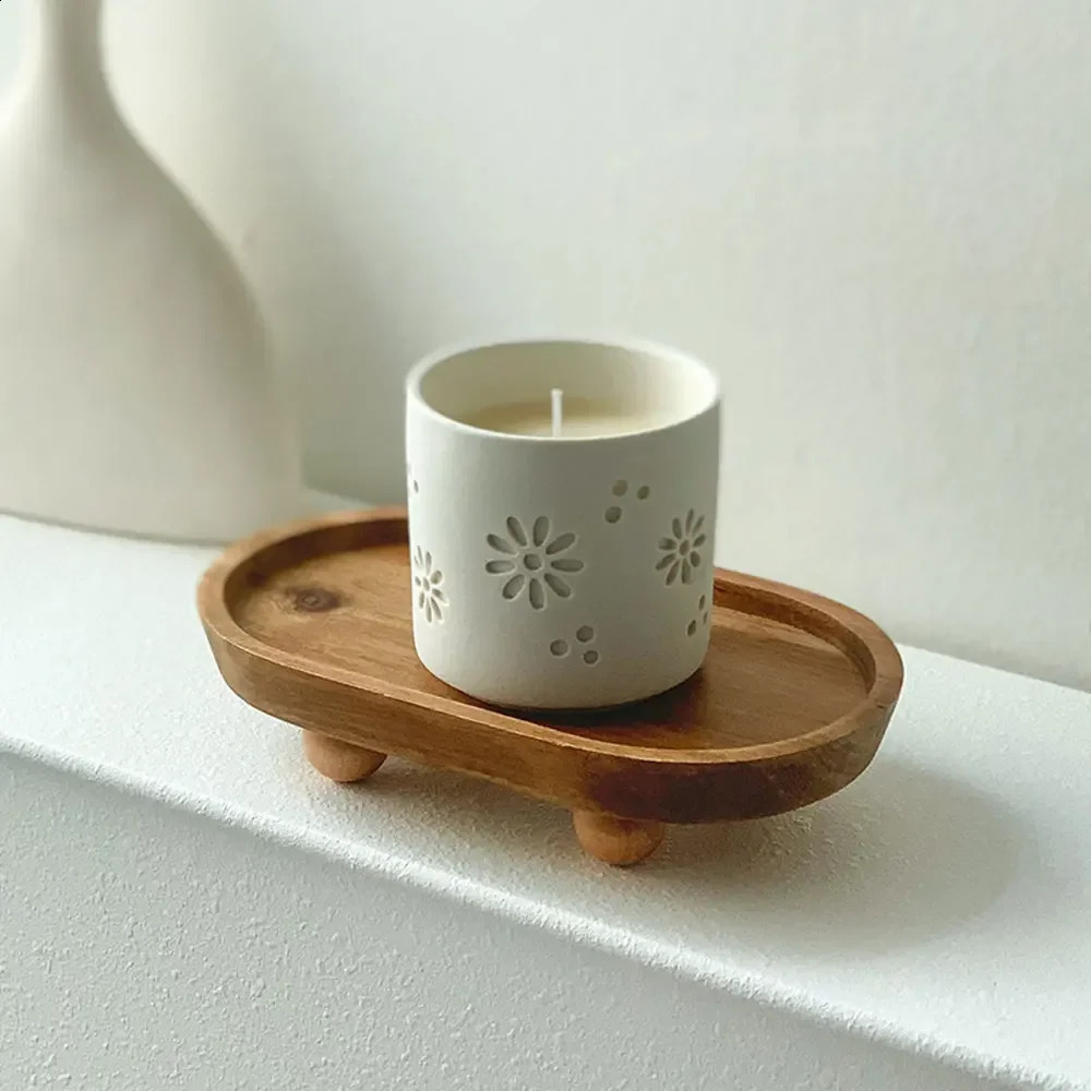 Wooden Round Oval Tray: Creative Aromatherapy Key Storage, Decorative Dessert & Photograpp