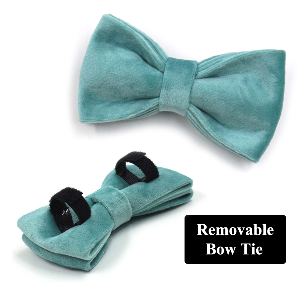 Tiffany Blue Harness for Dog Luxury Designer Personalized Dog Collar Free Engraving Adjustable Soft Velvet Puppy Pet Harness Set