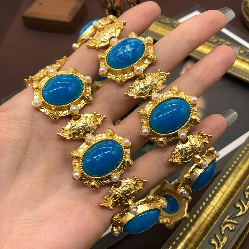 Draweye Blue Necklace Womens Geometric Medieval Style Fashion Necklace Para Mujer Hyperbole Elegant Party Jewelry 240910