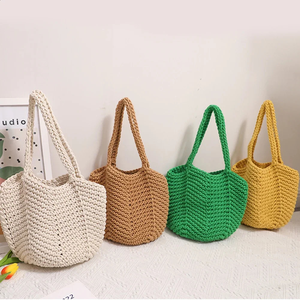 Vintage Grass Womens Rattan Crochet Korean Casual Business Bag Summer Beach Handbag 240910 00e3 4