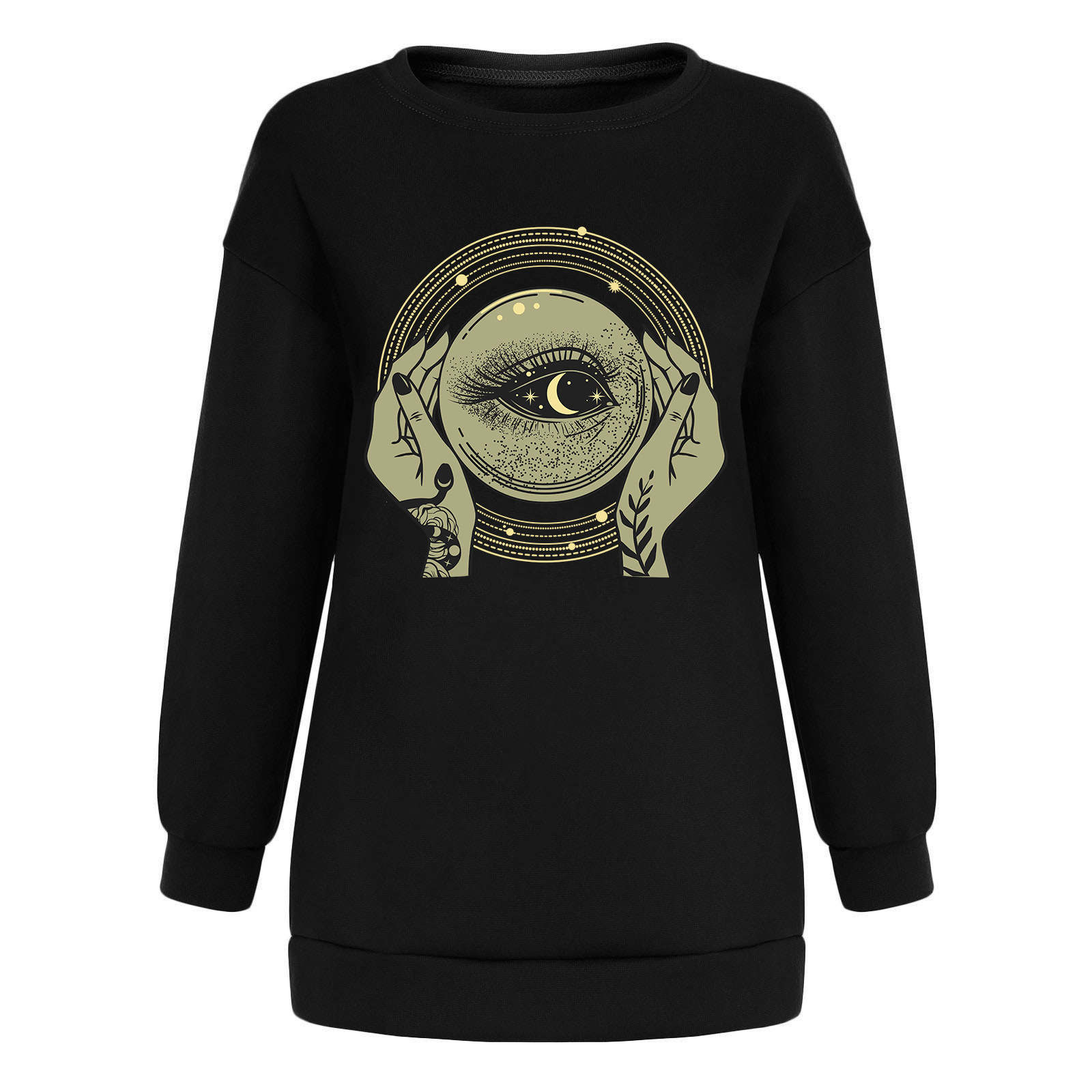 dongdumaoyi 2024 New Fashion Trend Shoulder Hoodie Large Round Neck Korean Edition Women's Eye Print F0911#26