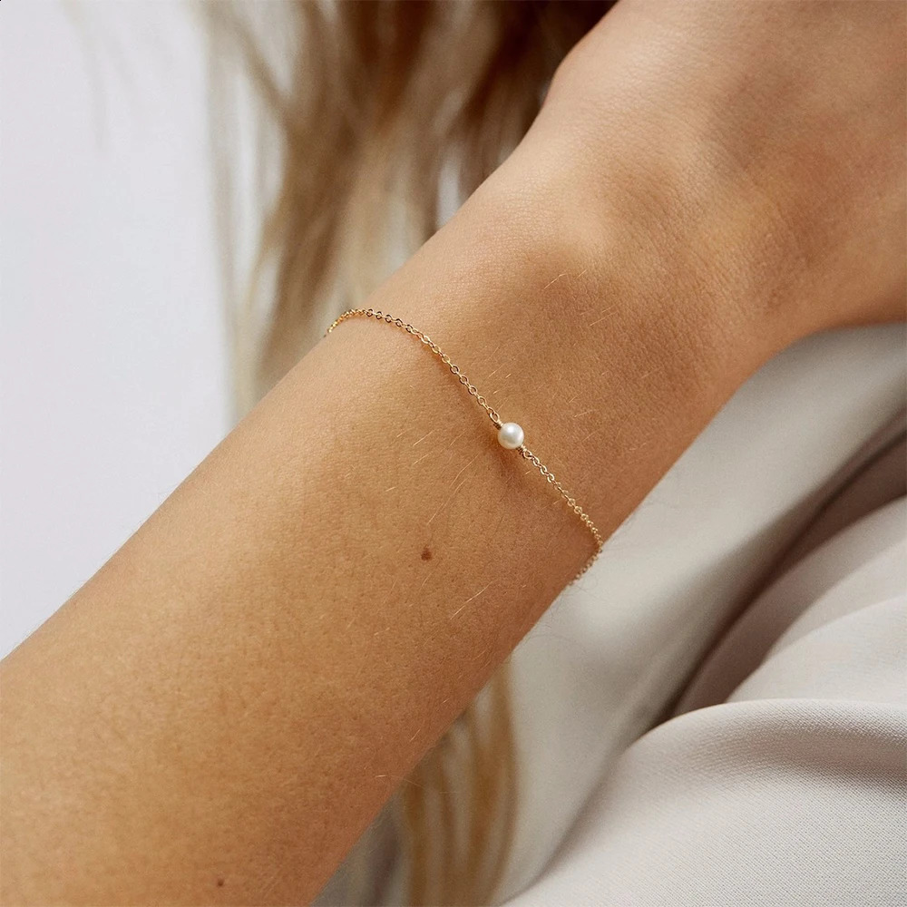 Canner Cute Pearl 925 sterling silver bracelet suitable for women thin chain wedding parties chain exquisite jewelry box mothers gift 240910