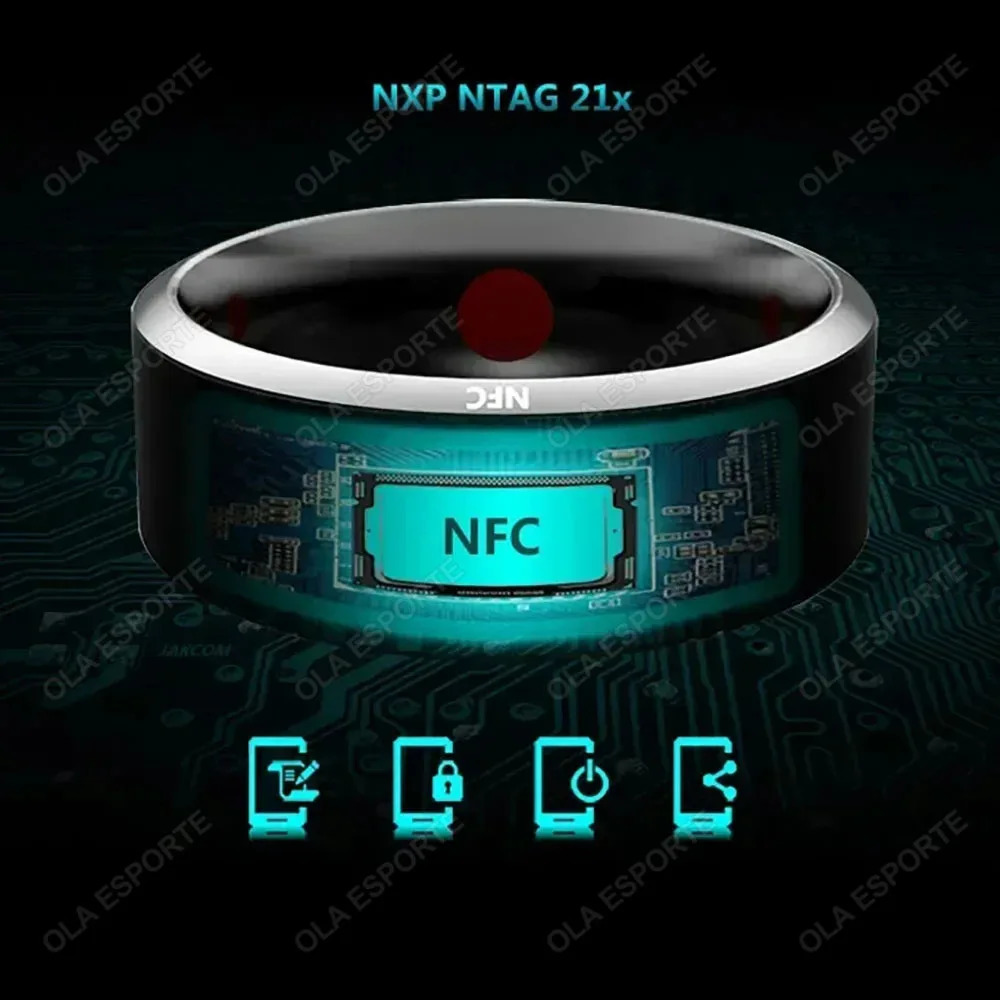 Fashionable NFC Control Smart Ring Electronic Bluetooth Ring Solar Ring IC Rewritable Analog Access Card Tag Key Ip68 Waterproof 240911