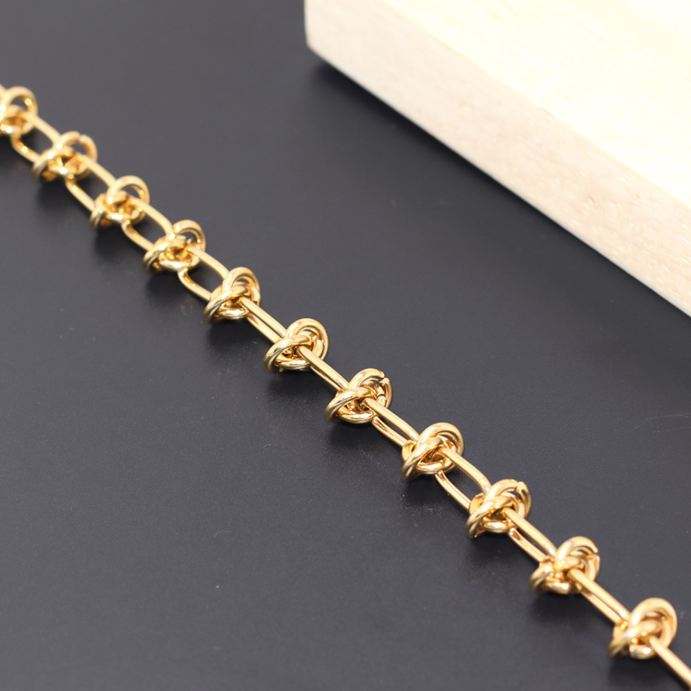 Vintage Punk Knotted Rope Chain Bracelet Stainless Steel 18k Gold Plated Jewelry