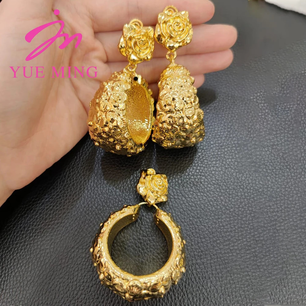 YM Jewelry Sets Fashion 18K Gold color Classic Jewelry For Women Earrings Pendant Necklace Wedding Party Gifts Trendy 240903