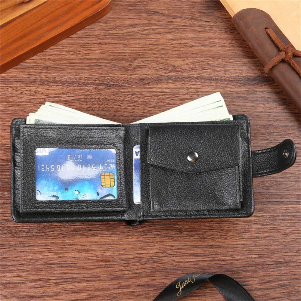 High capacity mens leather wallet with multiple card slots ID card holder coin wallet fashionable commercial wallet Z250411