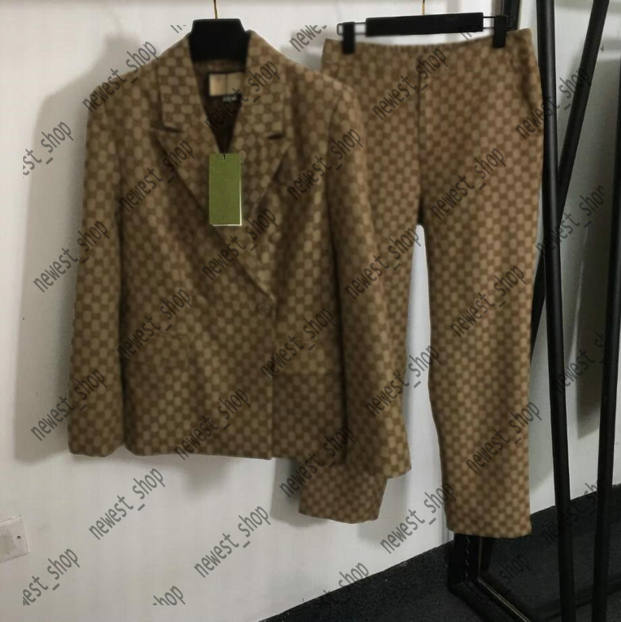 Womens blazers designer luxury tracksuits europe Jacquard double breasted buckle coat slim fit casual letter print Blazer women dress suit pants